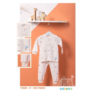 Đồ sơ sinh trẻ em Bộ Kaizoo Tay Dài Cài Thẳng Hình Thú Interlock TD2811 Màu Trắng