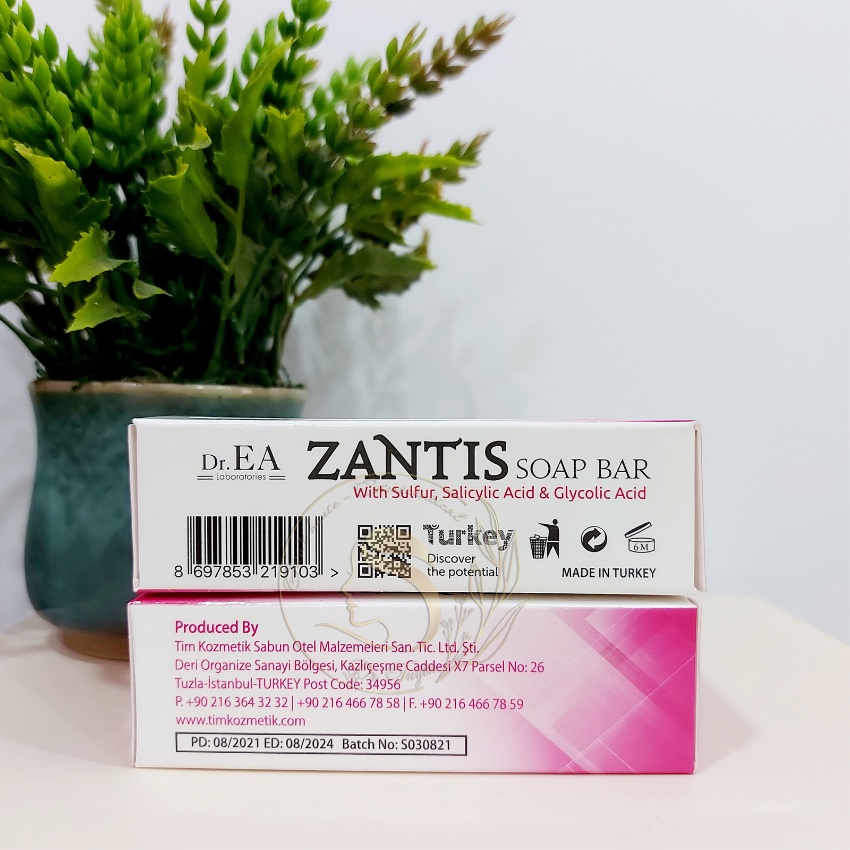 Xà phòng Dr.EA Zantis Soap Bar giúp làm sạch da, giảm dầu nhờn, giảm và ngăn ngừa mụn 80g