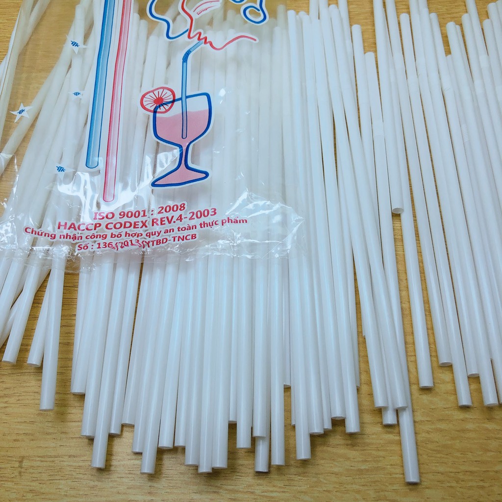 1 bịch ống hút nhựa đầu co 77 ống màu trắng | BigBuy360 - bigbuy360.vn