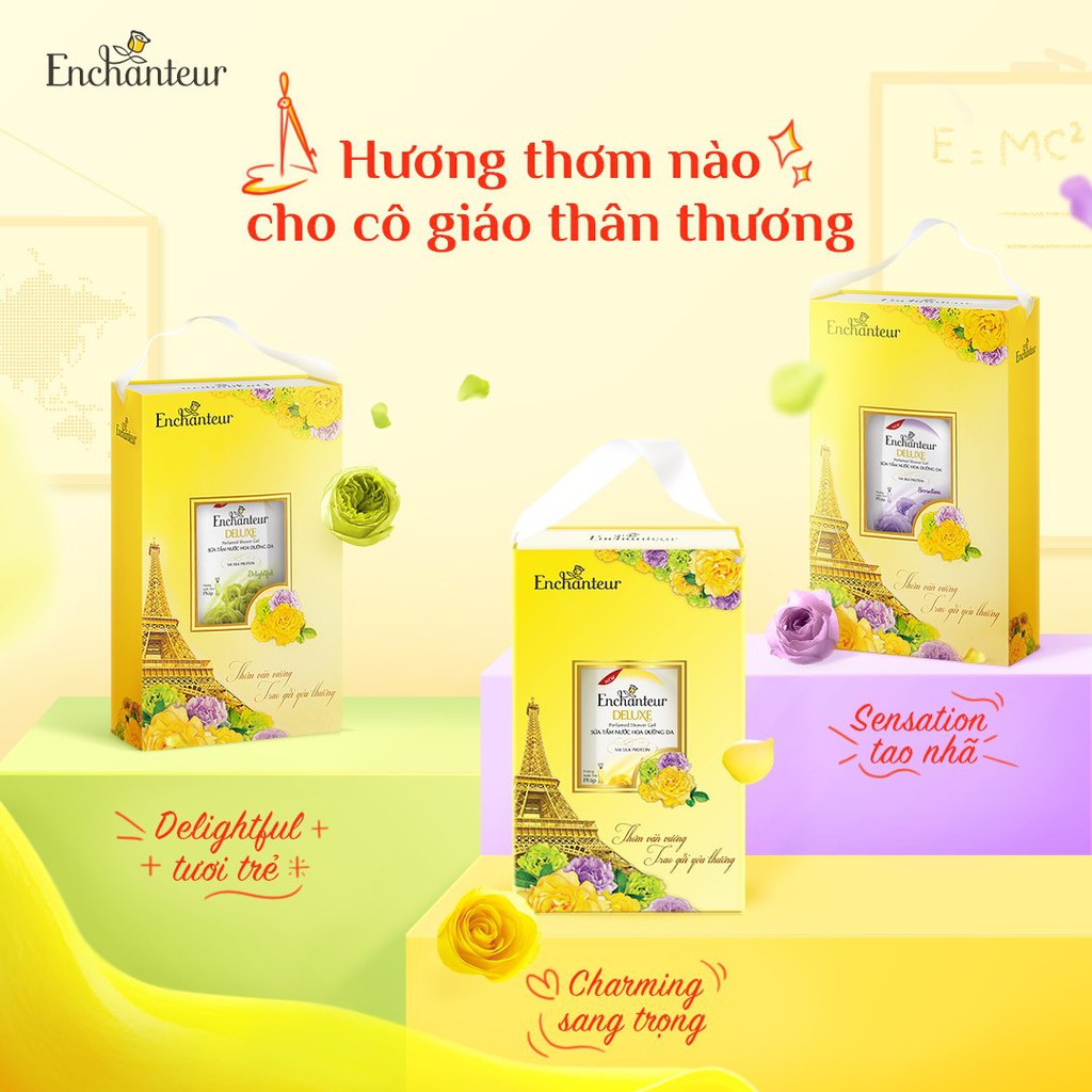 [Hộp quà] Sữa tắm nước hoa dưỡng da Enchanteur Charming/ Sensation/ Delightful 650gr | BigBuy360 - bigbuy360.vn