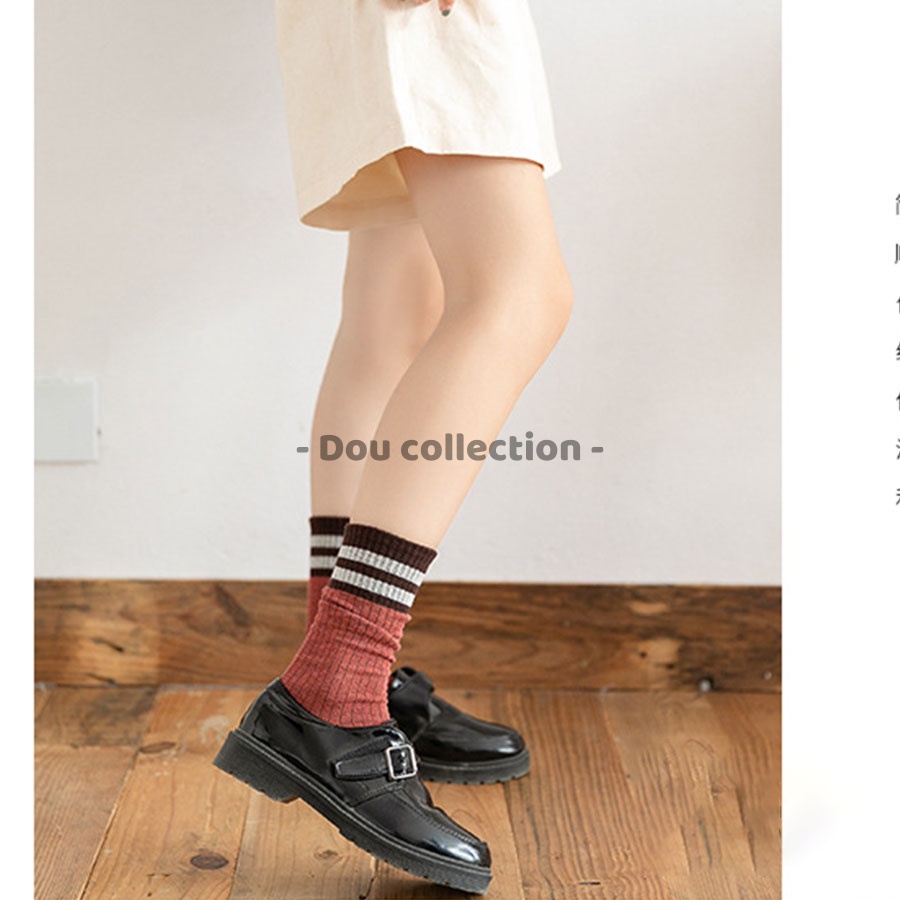 [Nowship2h] Vớ Tất Nữ Cổ Cao Cotton Trơn Cổ Sọc Thời Trang Thu Đông Phong Cách Nhật Bản Dễ Thương Nhiều Màu - Mã TV029