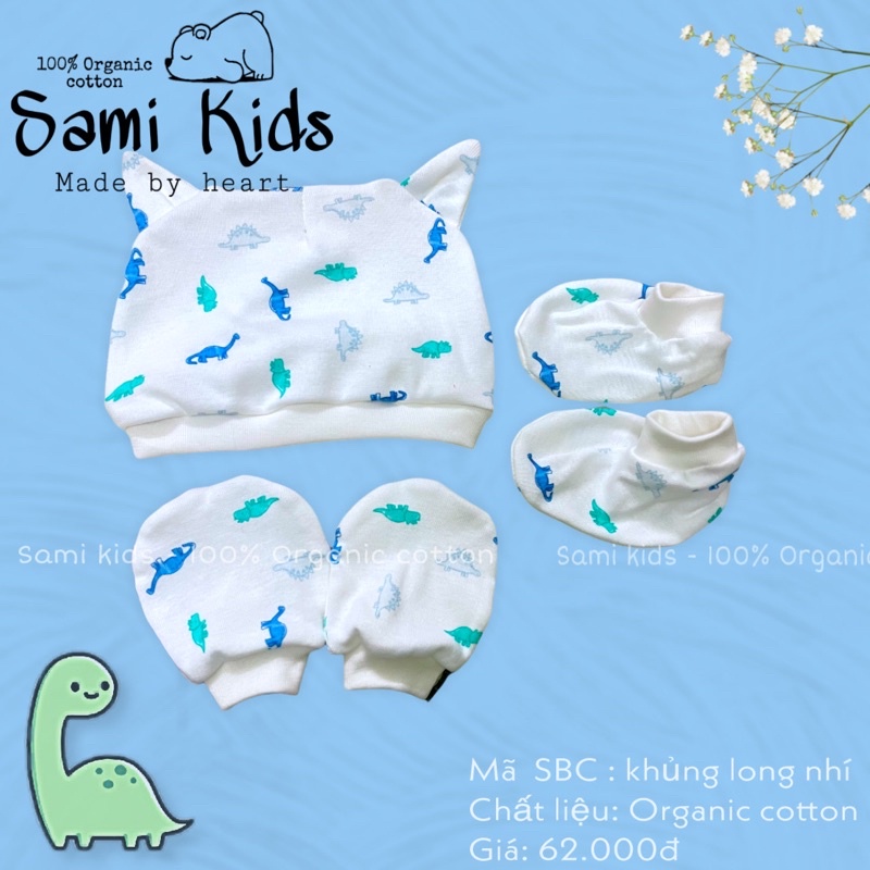 Combo mũ tất tay tất chân bé sơ sinh cotton xuất Hàn