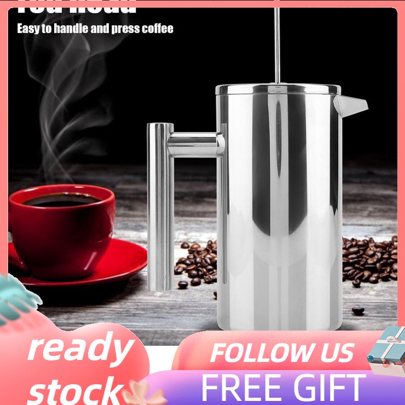 [READY STOCK] Bình pha cà phê bằng thép không gỉ kiểu Pháp chất lượng cao