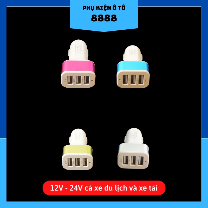 Tẩu sạc nhanh 3 cổng USB nhỏ gọn tiện lợi, sạc nhanh