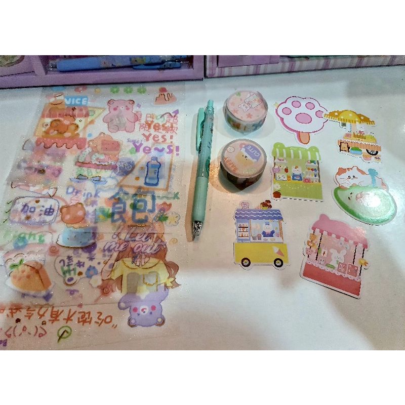 Hộp quà sticker và washi tape 15 món, có bút dao cắt sticker mã YD-KDSZLH09