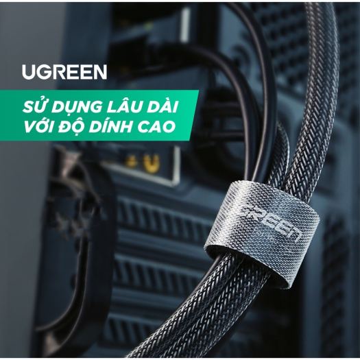 Cuộn Dây Dán Velcro Chống Rối Màu Xám Dài 1-5M Ugreen LP124 Chính Hãng