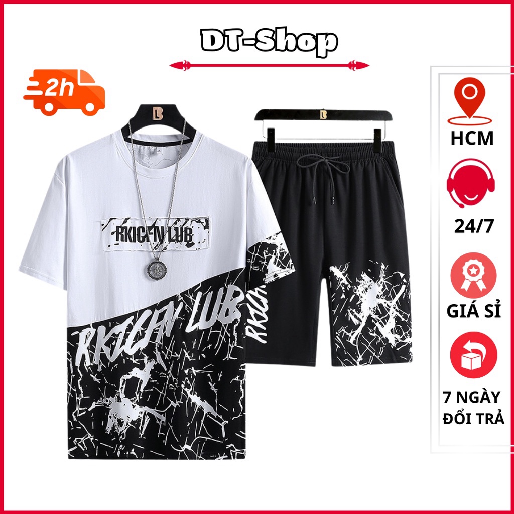 Đồ bộ thể thao nam RKIGFN CLUB DT SHOP bộ hè nam cộc tay chất thun co giãn 4c