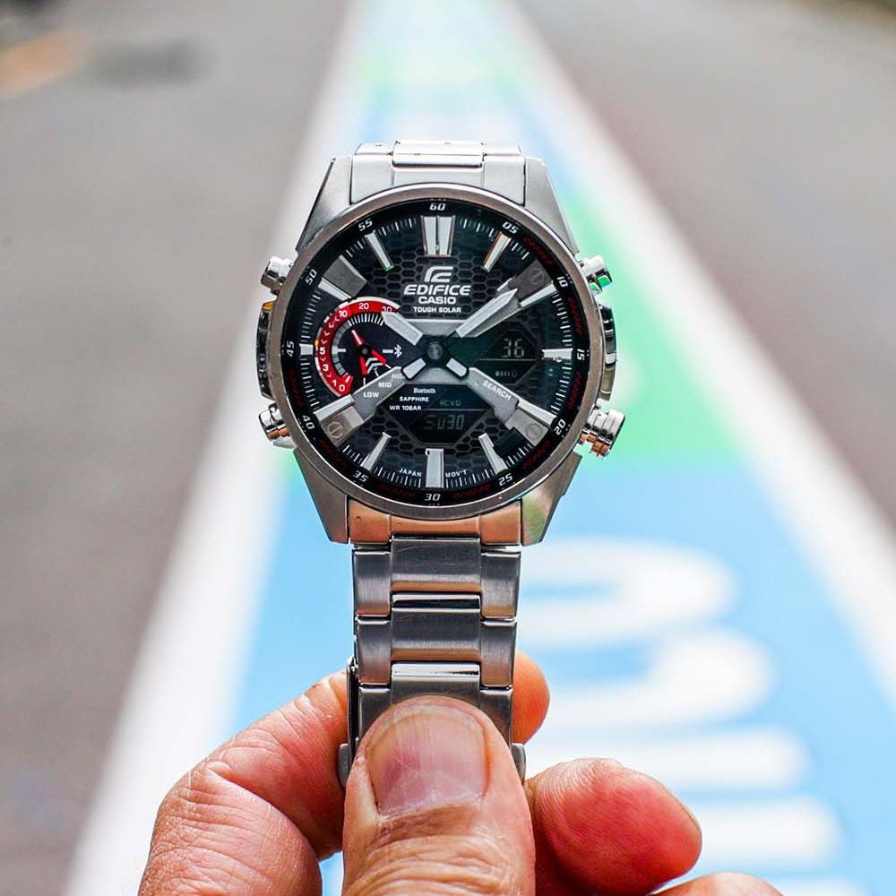 Đồng Hồ Điện Tử Nam Casio WATCHSTORE  ECB-S100D-1ADF Kính Khoáng, Size Mặt 46mm, Dây Kim Loại Và Vỏ Thép Không Gỉ