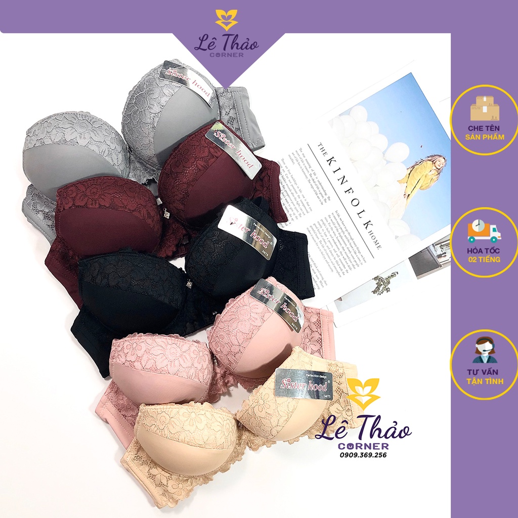 XẢ KHO Áo ngực Sisterhood mút dày 4cm có gọng nâng ngực thun lạnh phối ren nổi bật quyến rũ LÊ THẢO CORNER SH2227