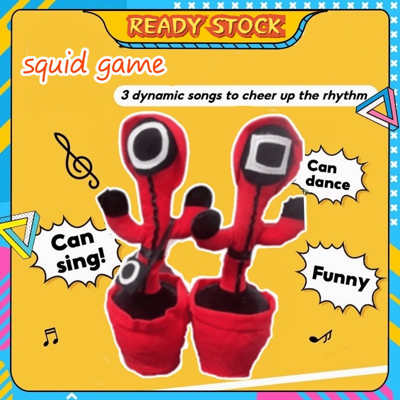 Cây xương rồng nhồi bông phong cách Squid Game nhảy múa phát âm thanh vui nhộn cho bé