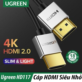 [Mã ELHACE giảm 4% đơn 300K] Cáp HDMI 2.0 Chính hãng Ugreen 30475 30476 30477 30478 HD117 (4K 3D ARC Siêu nhỏ Cao Cấp)