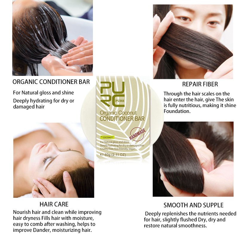 Bánh Xà Phòng Gội Đầu PURC Handmade Chiết Xuất Dừa 60g