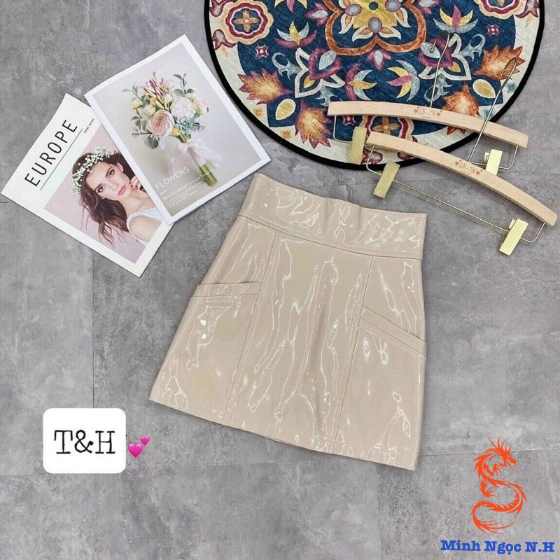 Váy Da Bóng Cạp Cao.Chất Đẹp.Chuẩn Loại 1.chuẩn tag mac như ảnh