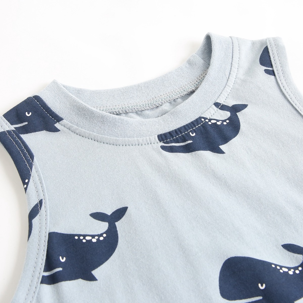 Áo liền quần Sanlutoz không tay họa tiết động vật thời trang mùa hè cho bé trai sơ sinh