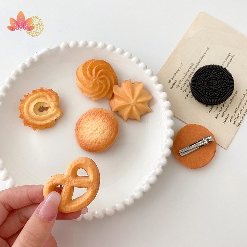 Kẹp tóc nhựa hình bánh quy dễ thương cho nữ JP5