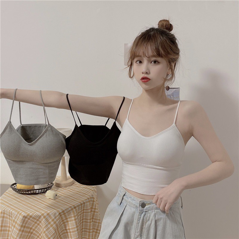 Áo bra 804 len tăm crop top dáng lửng, kèm mút ngực, không gọng dáng lửng free size hàng đẹp giá rẻ dễ phối đồ