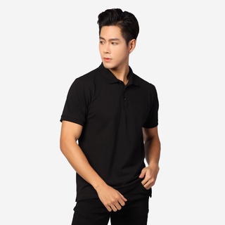 Áo phông nam polo cotton Palamo vải cotton màu đen, bền đẹp, thấm hút nhanh