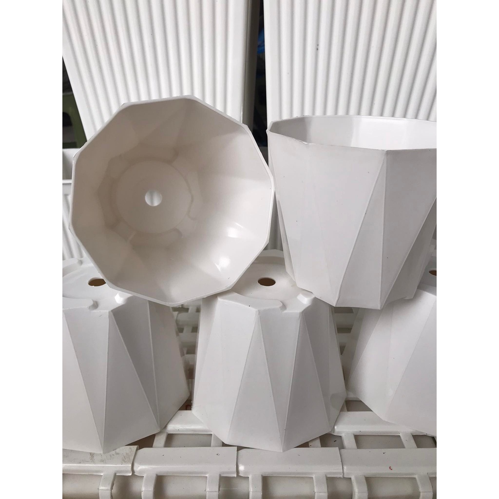 Chậu Nhựa Kim Cương Trắng 15 x 12 LOẠI 1 DÀY  - Chậu Nhựa Trồng Cây Hoa