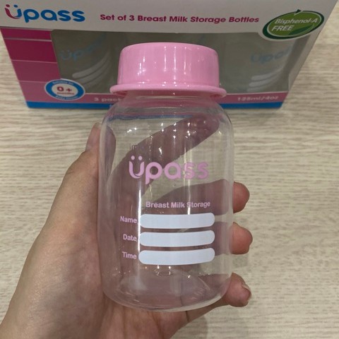 Bộ 3 Bình trữ sữa Upass (125ml/ bình ) CÓ HỘP- cất trữ sữa tiện lợi cho mẹ và bé