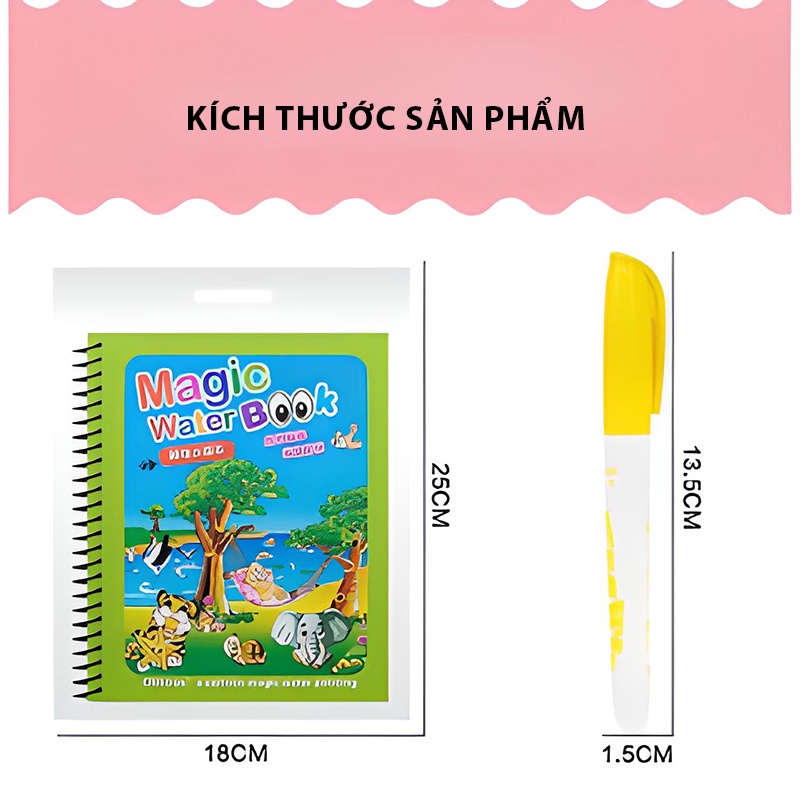 Tranh tô màu nước ma thuật đa dạng các chủ đề cho trẻ, sử dụng nhiều lần, đồ chơi tô màu cho bé phát triển trí tuệ