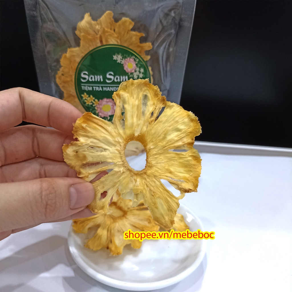 Dứa cắt mắt, bỏ lõi thái lát sấy khô 100g, trái thơm sấy lạnh mix detox, trang trí, ăn uống