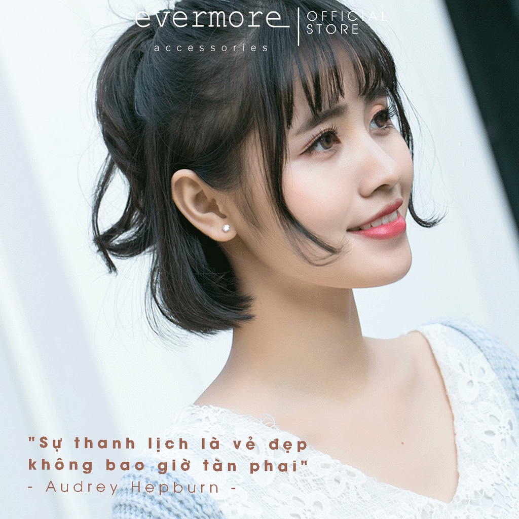 Bông tai bạc EVERMORE, khuyên tai đính đá tròn bạc ý 925, phong cách thanh lịch, minimalism - H032