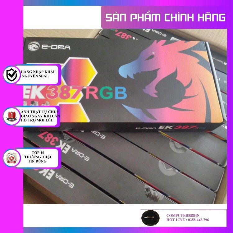 Bàn phím cơ E-Dra EK387 RGB, bàn phím gaming edra EK387 led RGB