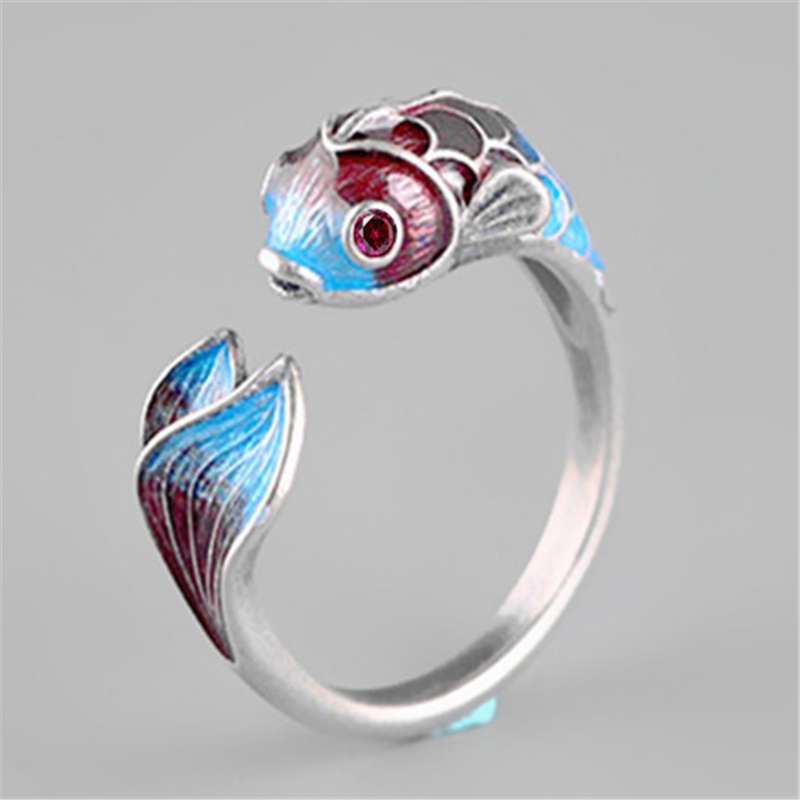 Nhẫn Hở Mạ Bạc 925 Hình Cá Chép Sáng Tạo Thời Trang Cho Nữ R327