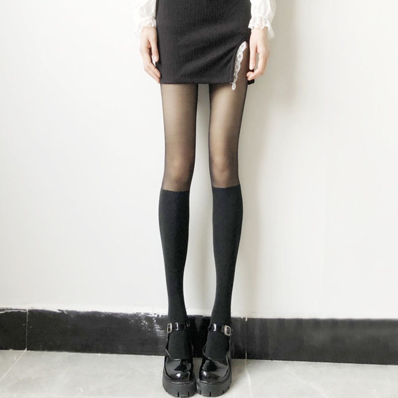 Yoi Quần Tất Lụa Jacquard Họa Tiết Hình Xăm Giả Khâu Gợi Cảm Cho Nữ