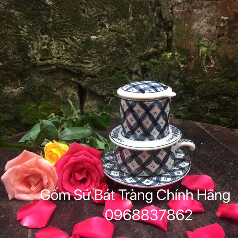 Bộ phin cafe hàng vẽ tay hoa văn cổ đặc sắc