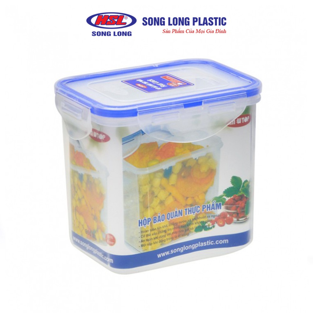 Hộp đựng thực phẩm Song Long Plastic Four Lock nhựa có nắp đậy ( 6532:3-2-1)