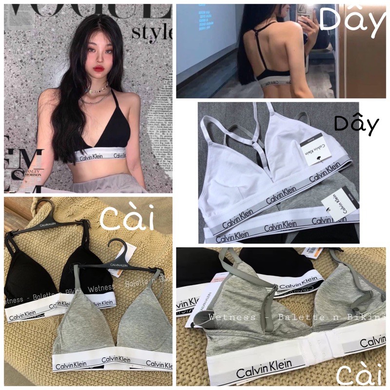 (NGỘ SẴN) Set đồ lót CK Calvin Klein có mút cài lưng đen trắng ghi xám