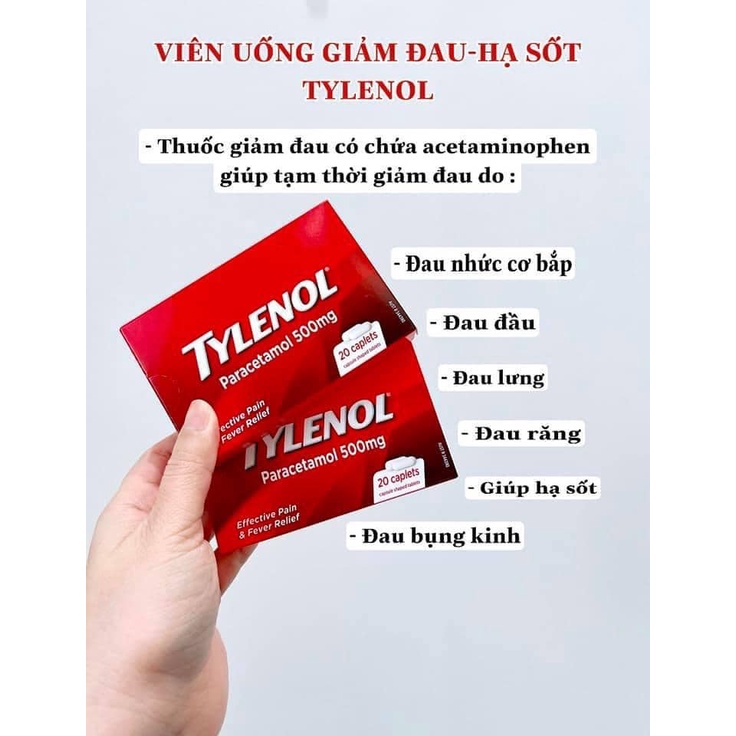 VIÊN UỐNG TYLENOL PARACETAMOL ÚC 20 VIÊN - HÀM LƯỢNG 5000MG