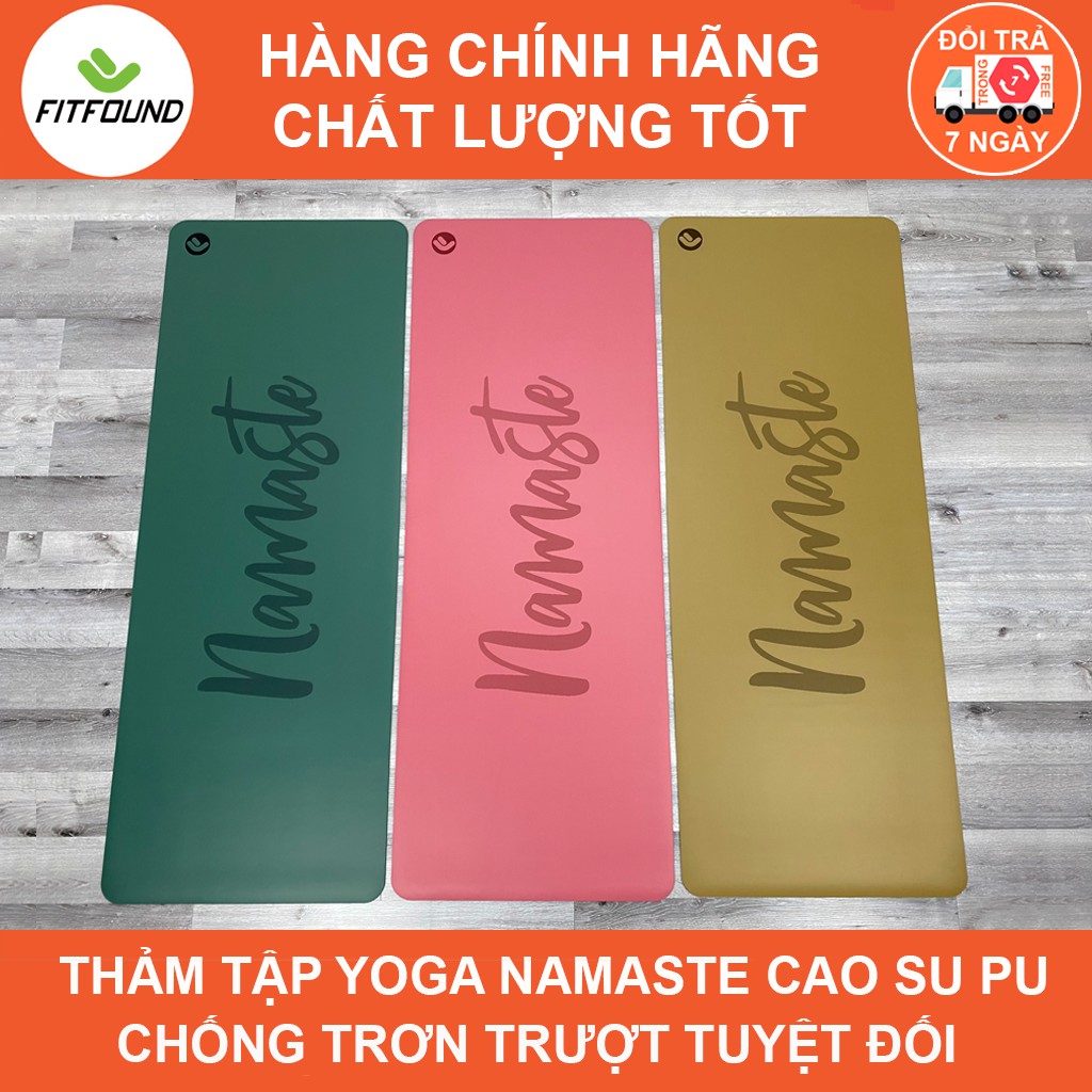 Thảm Cao Su Pu 4.5mm In Chữ Namaste Chống Trơn Trượt Tuyệt Đối Tập Yoga Gym Pilates Thể Dục