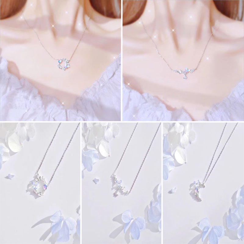 Vòng cổ Bạc Phối Mặt Hình Bướm Và Hành Tinh Độc Đáo