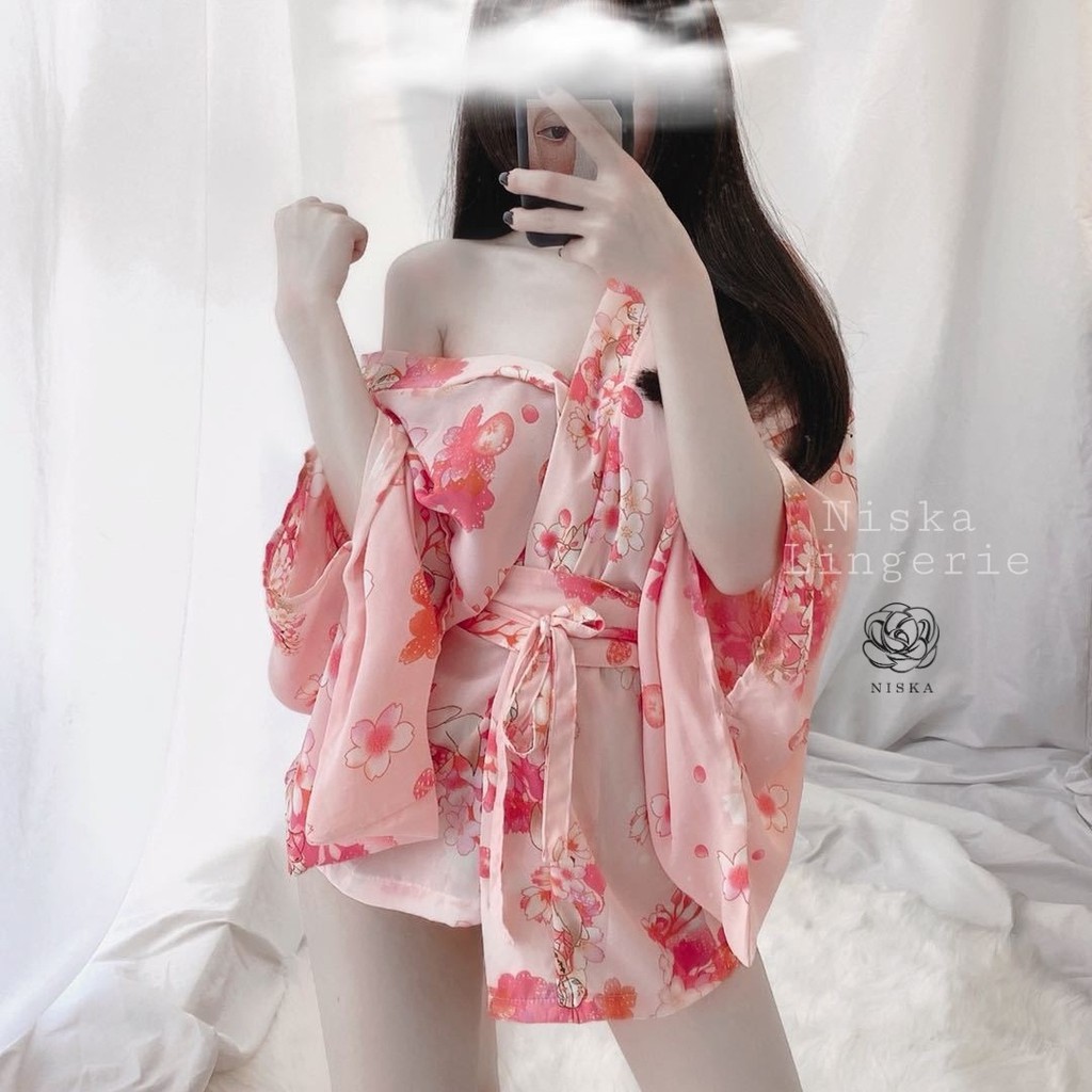 Bộ choàng yukata mèo và hoa anh đào - Mã D128 | BigBuy360 - bigbuy360.vn