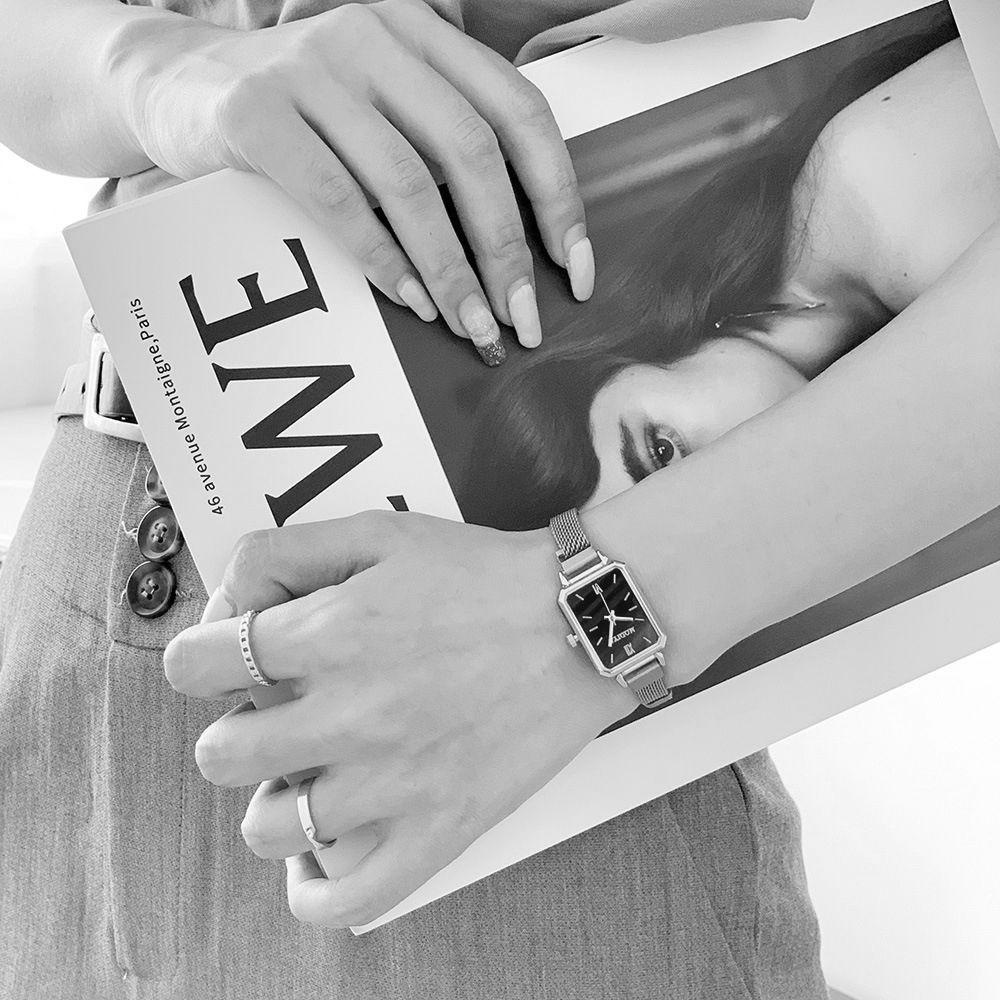 Đồng Hồ Đeo Tay Mặt Vuông Nhỏ Phong Cách Cổ Điển|Đồng Hồ Kim Loại Cho Nữ
