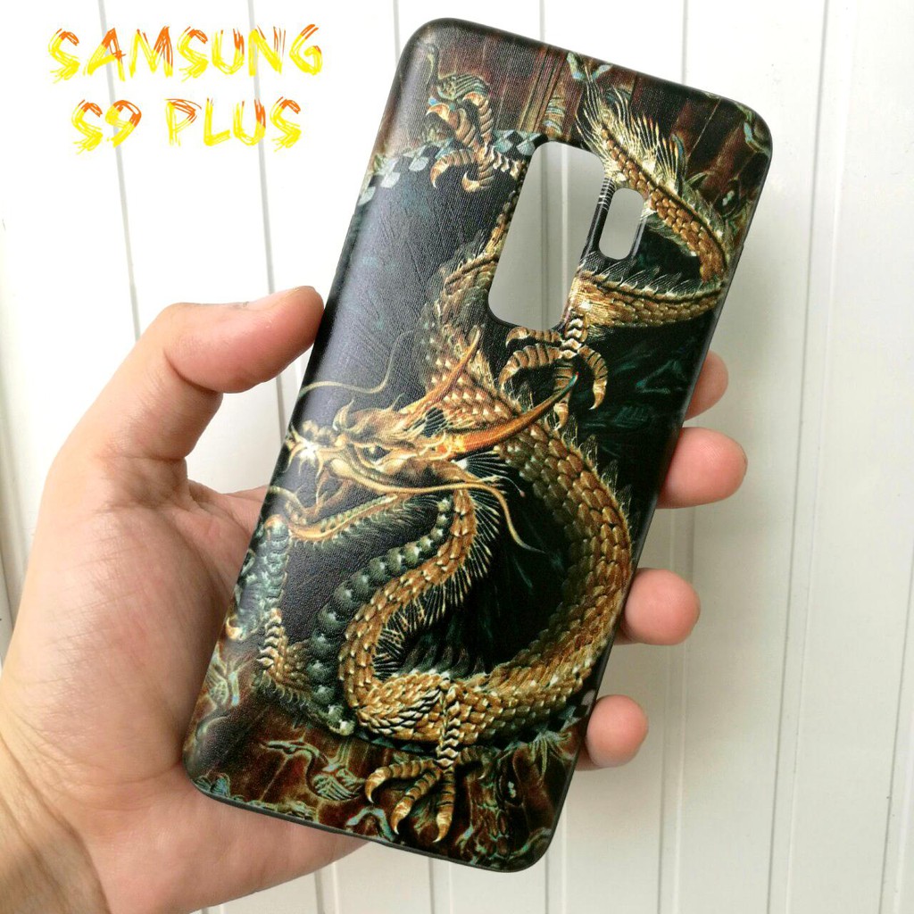 Ốp Lưng Samsung S9 Plus Rồng Vàng Nền Đen 3D