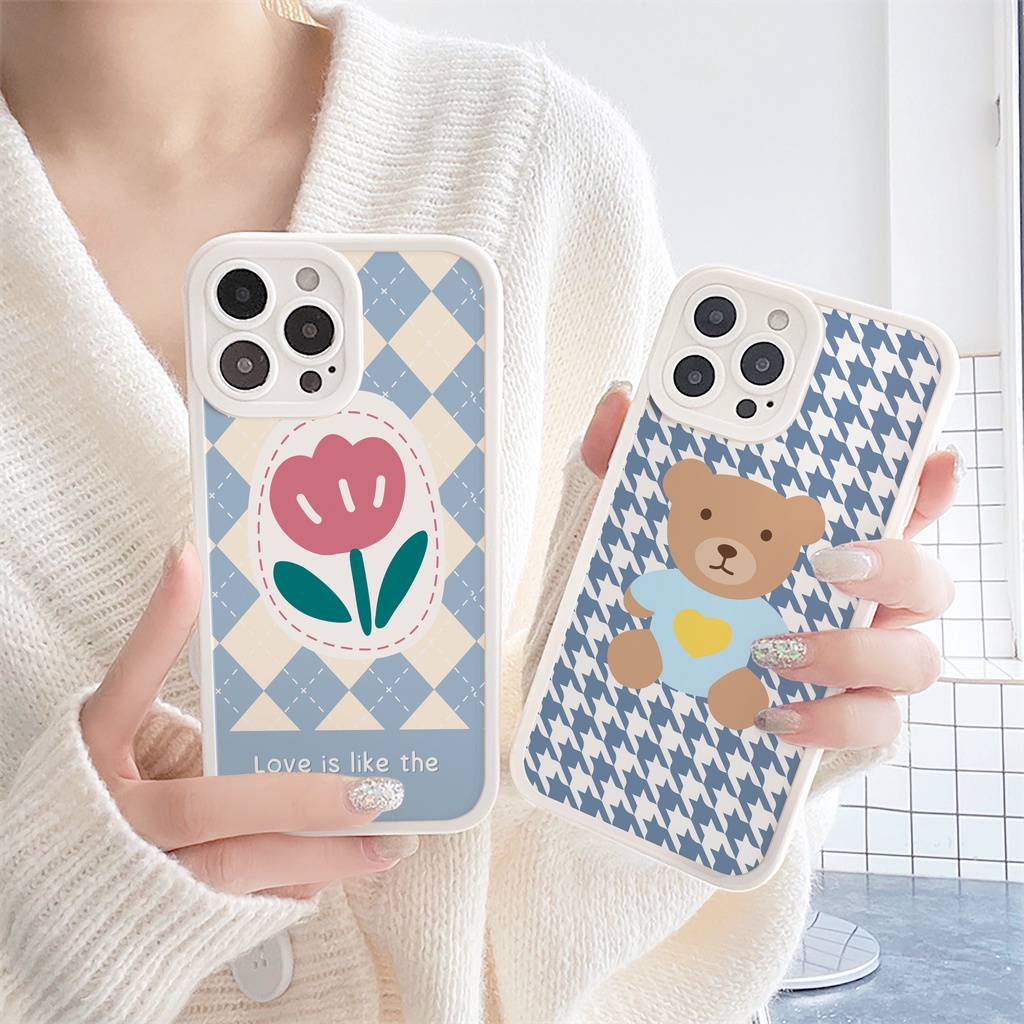 Ốp lưng iphone Tulip Bear bóng cạnh vuông 6/6plus/6s/6splus/7/7plus/8/8plus/x/xs/11/12/13/14/pro/max/promax/plus | BigBuy360 - bigbuy360.vn