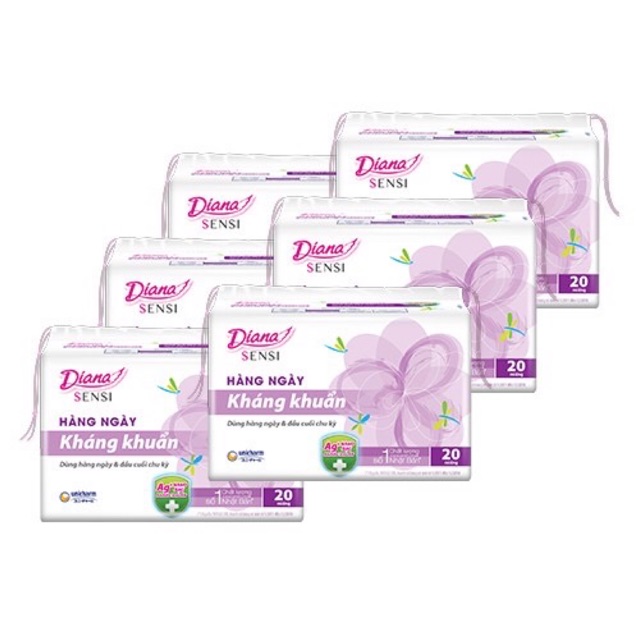 6 gói Băng vệ sinh hàng ngày Diana Sensi kháng khuẩn 20 miếng