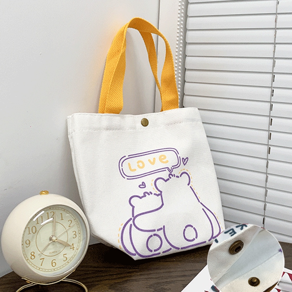 Túi vải In Họa Tiết Hoạt Hình Dễ Thương Phong Cách Hàn Quốc Cho Nữ