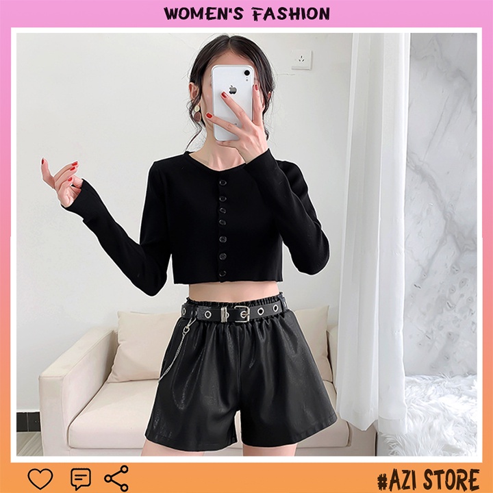 FREESHIP Áo croptop dài tay bo tăm màu đen co giãn siu đẹp,Freesize form dưới 55kg