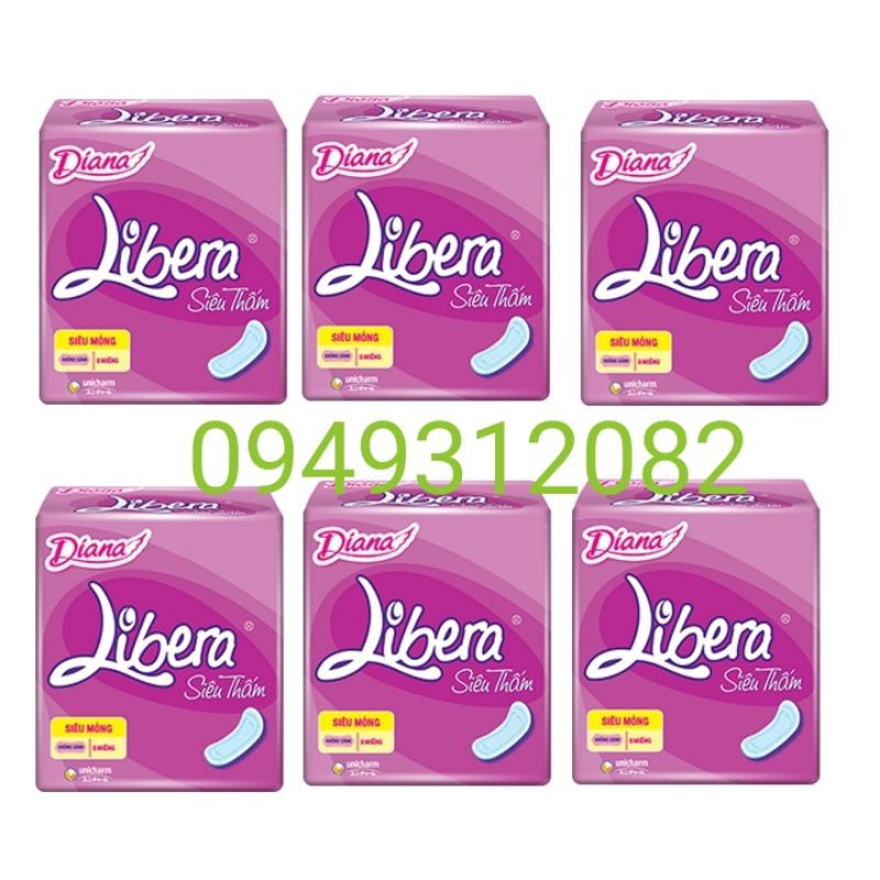 Combo 6 gói bvs Libera dày /mỏng không cánh