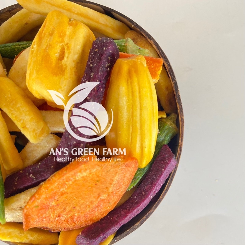 Trái Cây Sấy Thập Cẩm Nguyên Miếng An’s Green Farm - Đồ Ăn Vặt Thơm Ngon - Giòn Tan (500g)