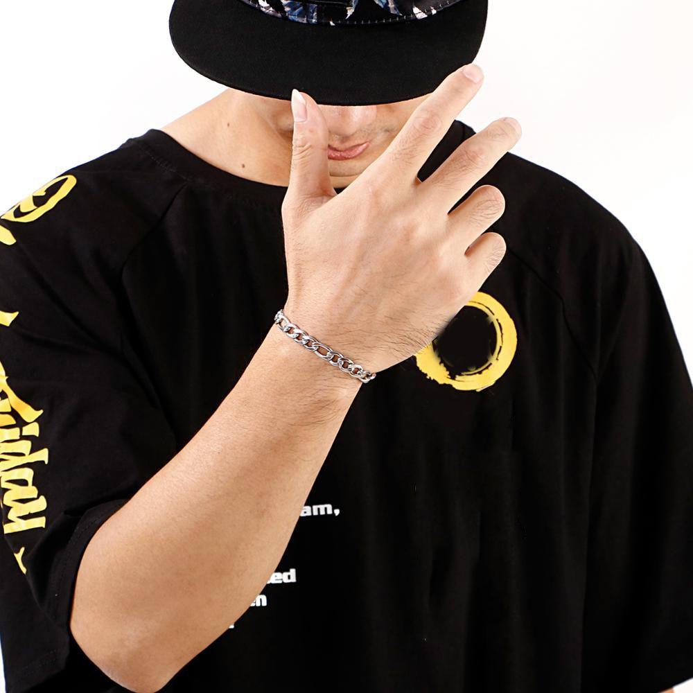 Vòng Đeo Tay Bằng Thép Không Gỉ Phong Cách Hiphop Dành Cho Nam Nữ