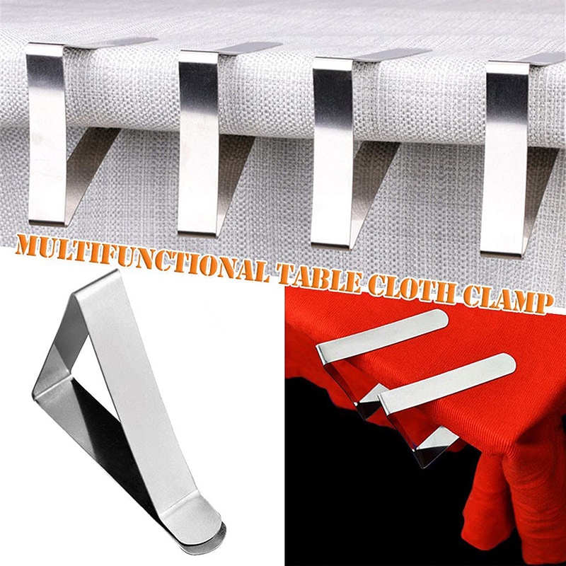 Bộ 8 / 12 Giá Đỡ Kẹp Khăn Trải Bàn Chống Trượt Bằng Thép Không Gỉ