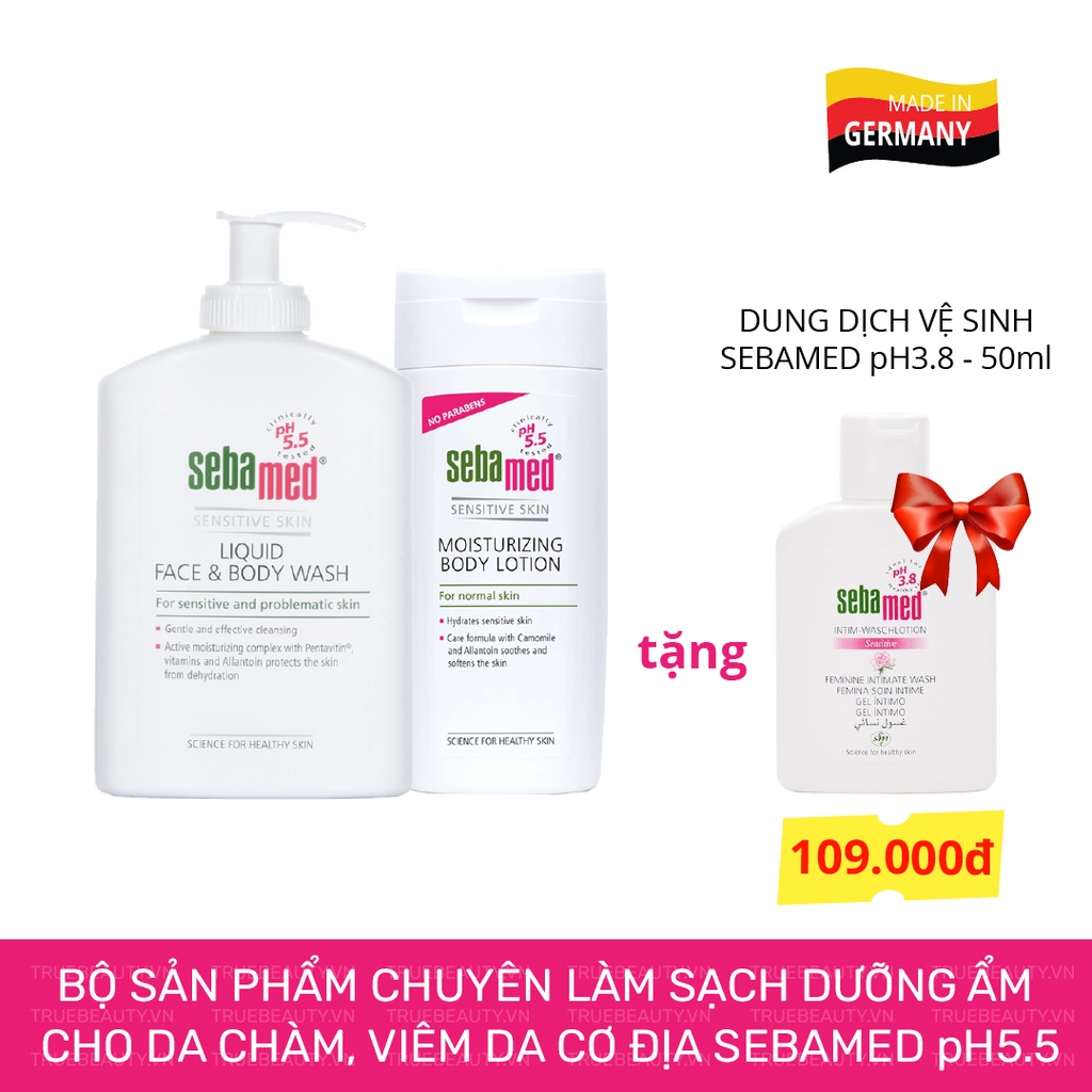 Combo Sebamed chuyên biệt làm sạch dưỡng ẩm cho da chàm, viêm da cơ địa