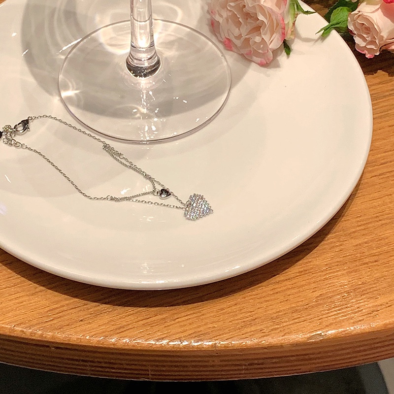 ✨✨Vòng Tay Mạ Bạc Hình Trái Tim Đôi Đính Đá Thời Trang Cho Nữ