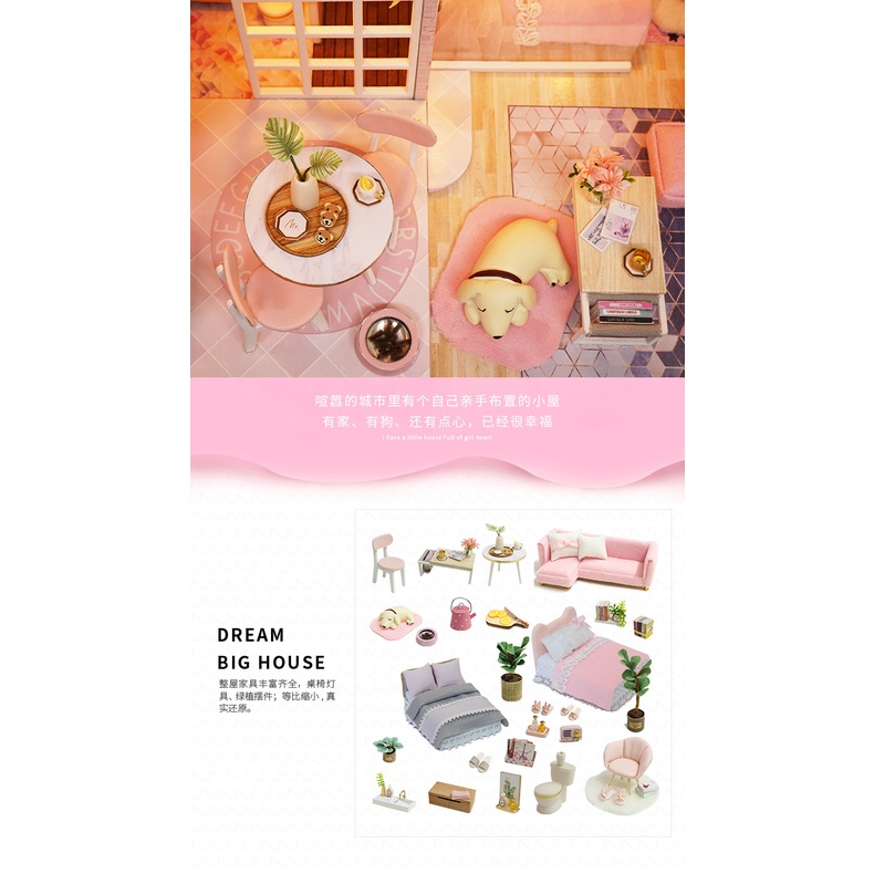 Mô hình nhà búp bê DIY- đồ chơi giáo dục-Doll House Miniature L025-B