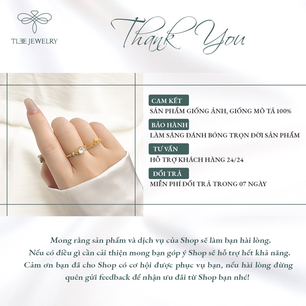 Nhẫn bạc nữ TLEE Elise Prince mạ vàng 14k đính đá sang trọng NCJ A0145